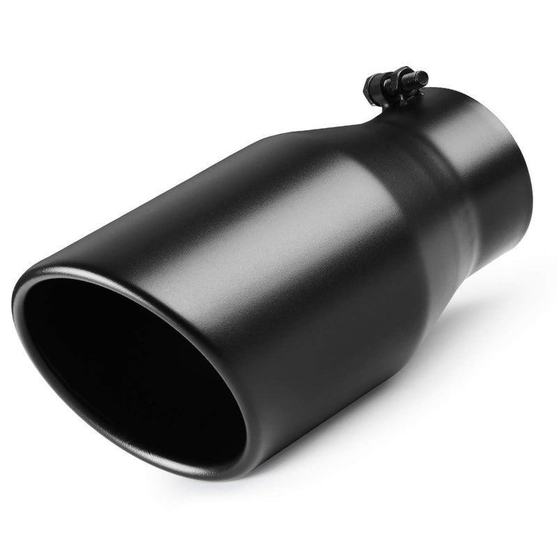 A-KARCK 4 Inch Exhaust Tip, Universal 4'' Inlet 6" Outlet 12" Long Stainless Steel Bolt On Exhaust Tailpipe Black Muffler Tip for Truck - Image 1
